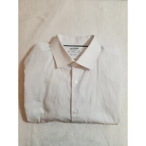 TM Lewin Shirt Mens 17 36 White Blue Polka Dot 100% Cotton Long Sleeve T.M.